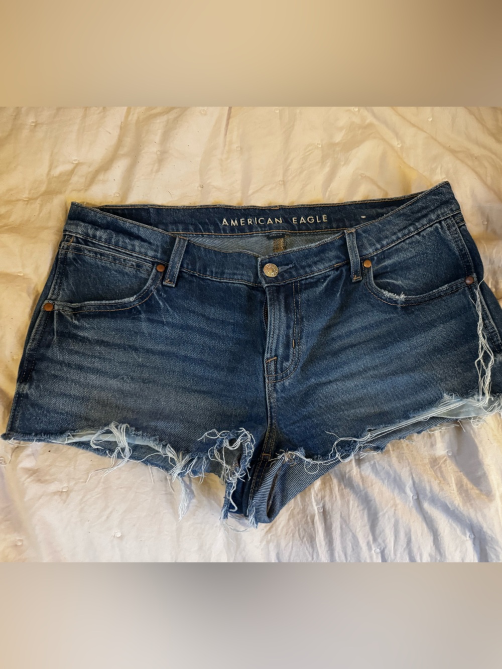 American Eagle Outfitters Dark Blue Distressed Denim Cutoff Shorts